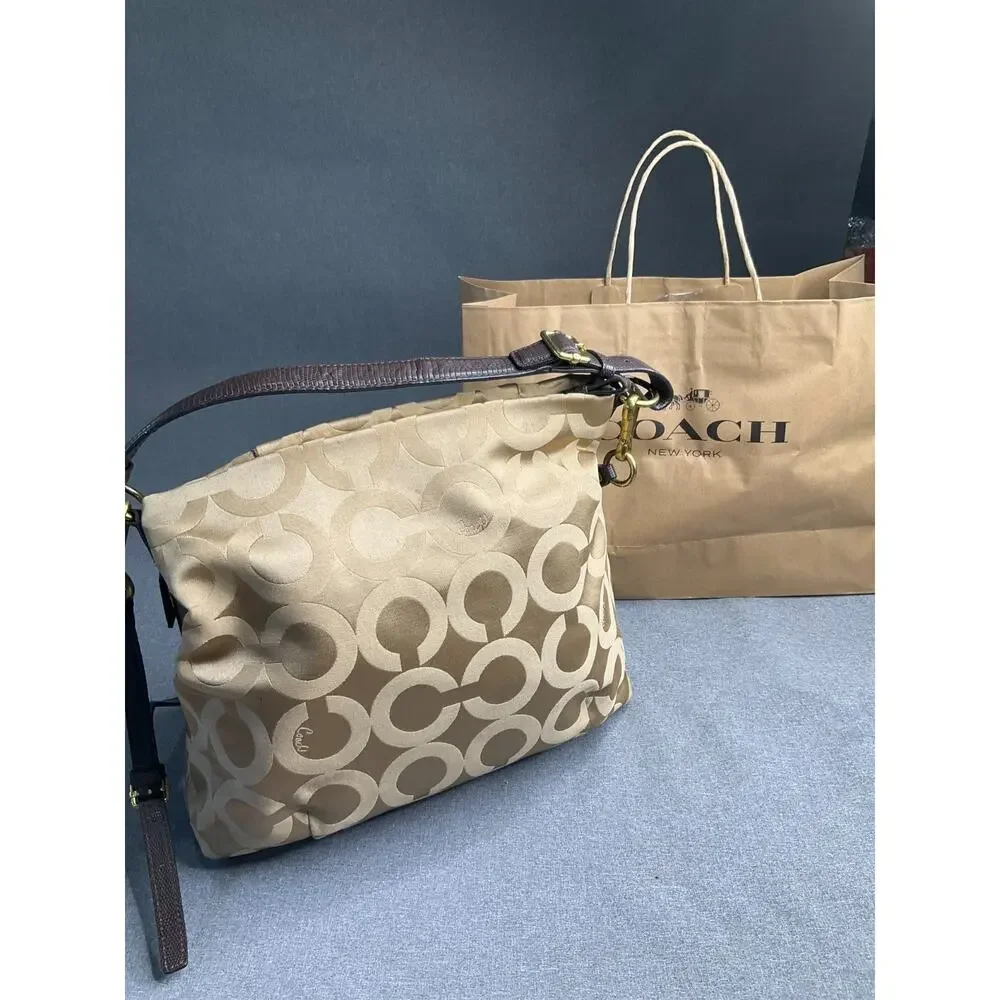 Coach Madison Op Art Metallic Maggie Shoulder Bag Purse F1276-21121 Jacquard